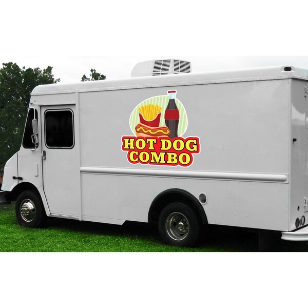 Safety Sign, 9 in Height, Vinyl, 6 in Length, Hot Dog Combo, D-DC-12-Hot Dog Combo